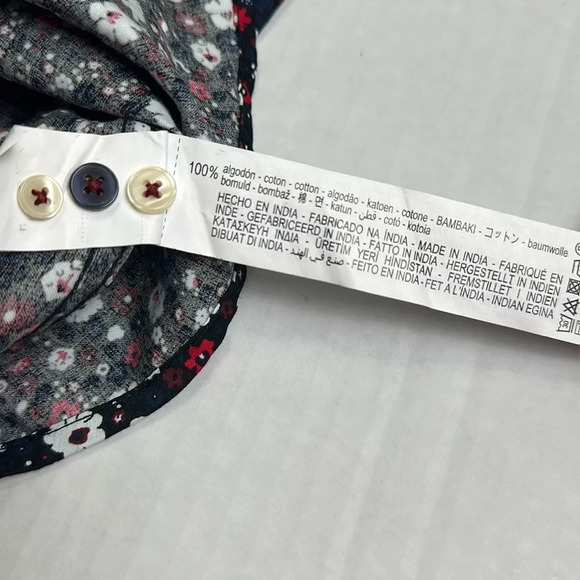 Zara Slim Fit Black Navy Floral Long Sleeve Button Down Men’s Size Large - Picture 12 of 12